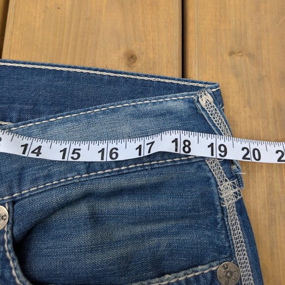 True Religion Men's Blue Distressed Straight Leg Jeans - Size 34 - Made in USA - Picture 3 of 7